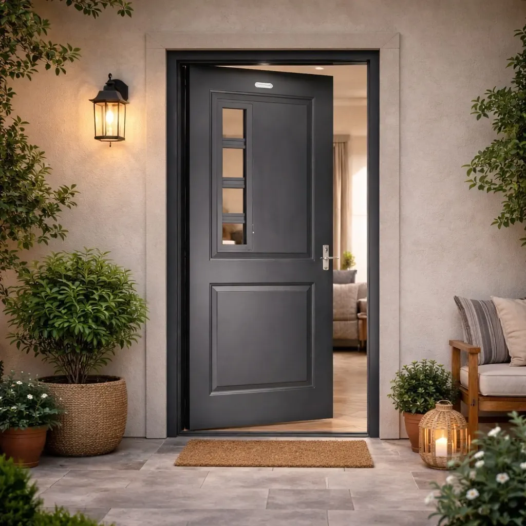 Puerta de Chapa Doble con Reja lateral Mod. 544