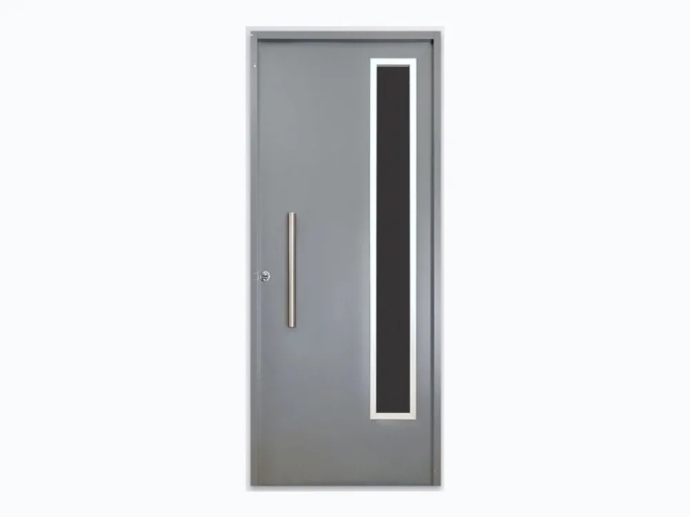 Puerta de Chapa Doble Inyectada Mod. 126 Paño Fijo Lateral con Aplique de Aluminio